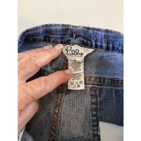 Lilly Pulitzer Girls Sz 12 Jeans Ribbon Hem Stretch - Picture 5 of 8